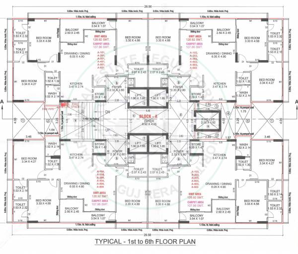  serenity-status Block  A Cluster Plan from 1st to 6th Floor