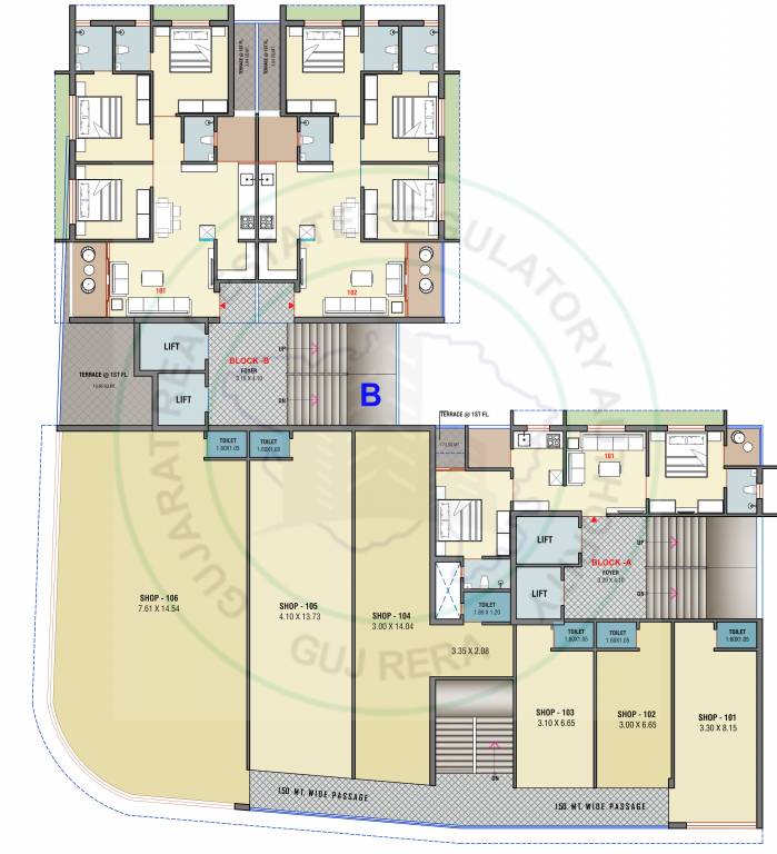  kiran park Block A,B Cluster Plan for 1st Floor