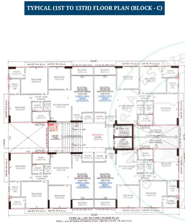 lavish C Cluster Plan from 1st to 13th Floor