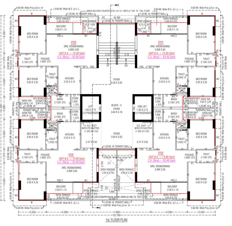  the marigold parmeshwar C Cluster Plan from ground to 1st Floor