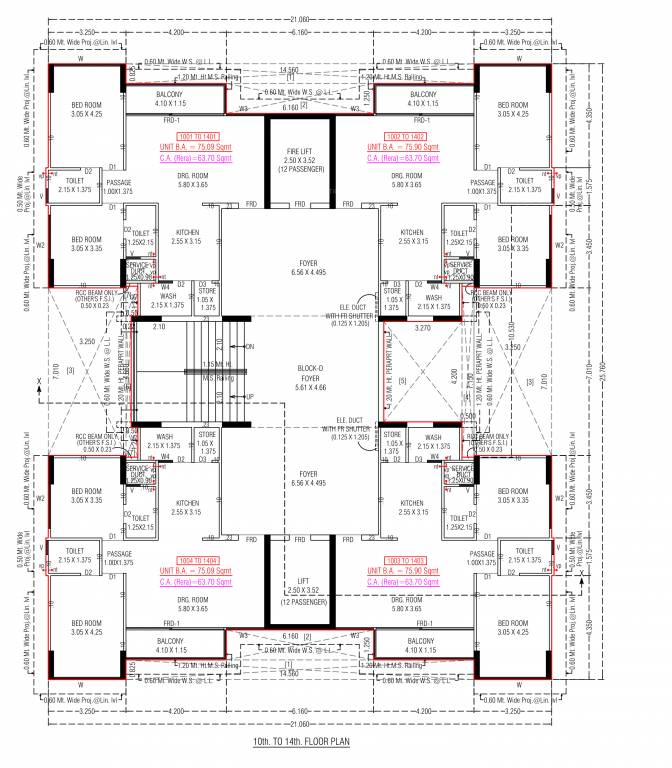  the marigold parmeshwar D Cluster Plan from 10th to 14th Floor