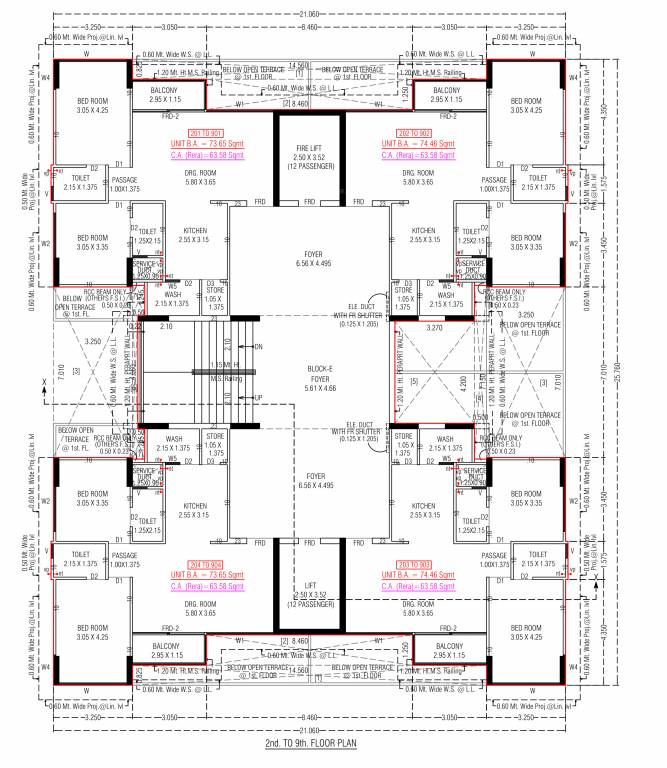  the marigold parmeshwar E Cluster Plan from 2nd to 9th Floor