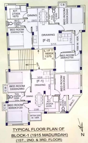  moni-star Block 1 Cluster Plan from 1st to 3rd Floor