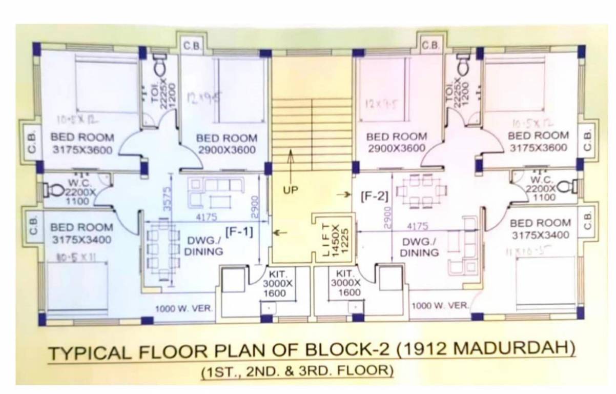  moni star Block 2 Cluster Plan from 1st to 3rd Floor