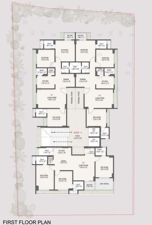  abhilaxmi appartments Abhilaxmi Appartments Cluster Plan for 1st Floor