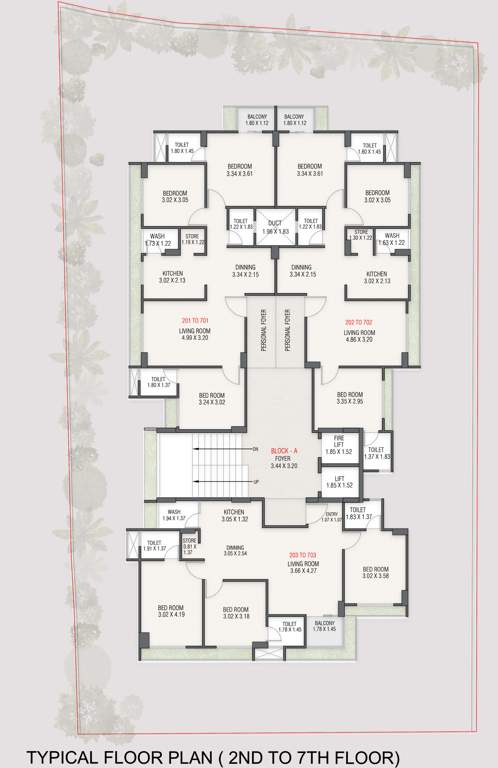  abhilaxmi appartments Abhilaxmi Appartments Cluster Plan from 2nd to 7th Floor