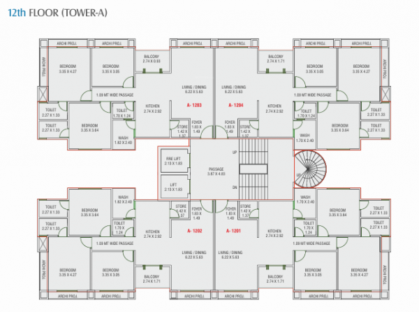  sky Block A Cluster Plan for 12th Floor