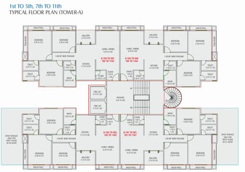  sky Block A Cluster Plan from 1st to 5th,7th, 11th Floor