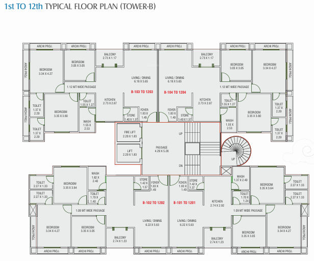  sky Block B Cluster Plan from 1st to 12th Floor