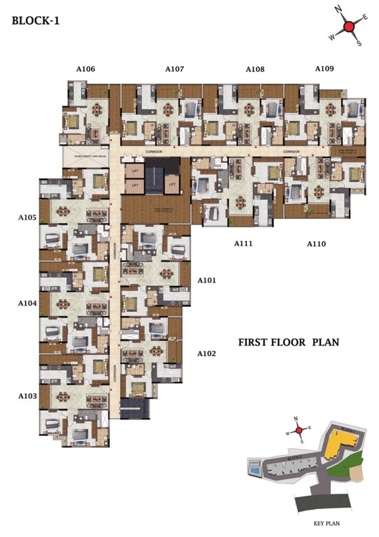  highclere Block 1 Cluster Plan for 1st Floor