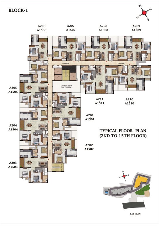 highclere Block 1 Cluster Plan from 2nd to 15th Floor