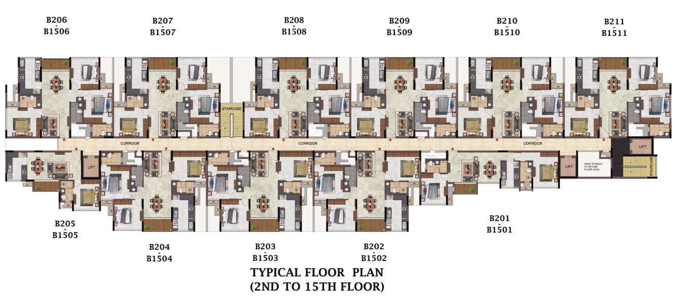  highclere Block 2 Cluster Plan from 2nd to 15th Floor