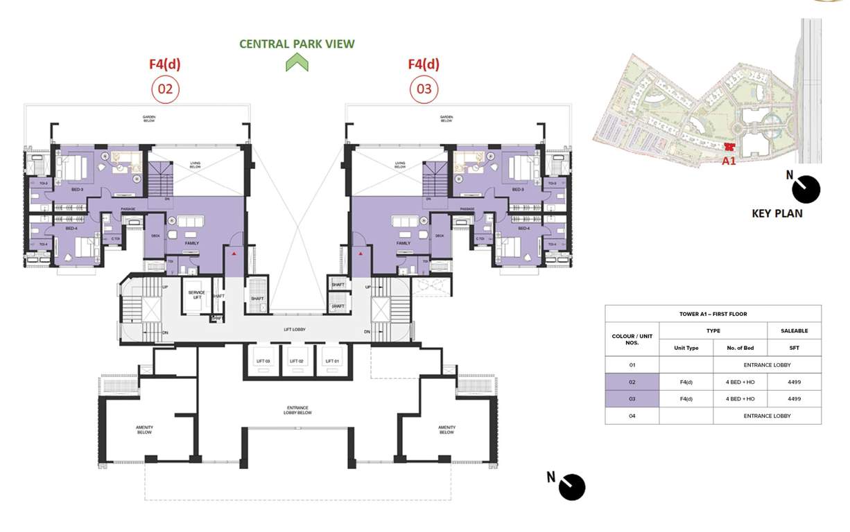 mulberry at the prestige city Aspen Block 1 A1 Cluster Plan For 1st Floor
