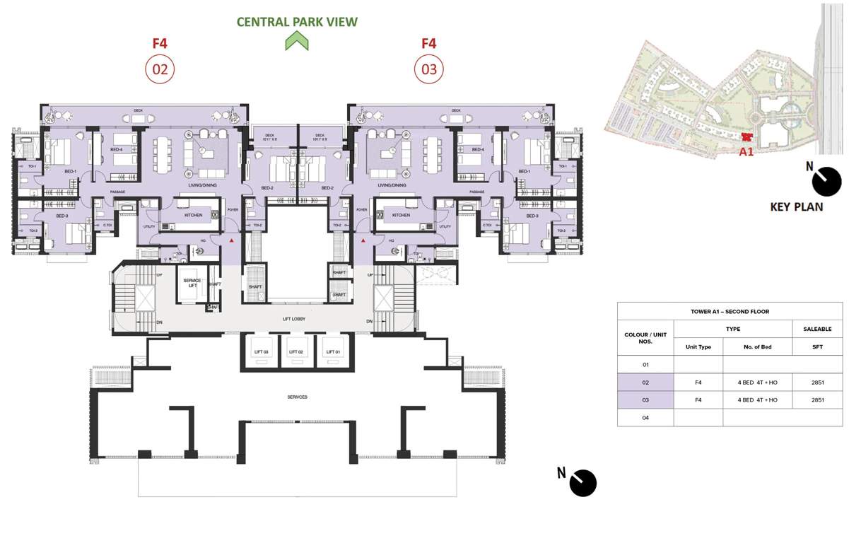 mulberry at the prestige city Aspen Block 1 A1 Cluster Plan For 2nd Floor