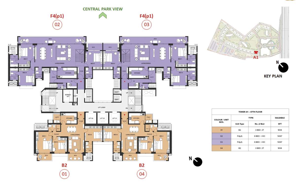 mulberry at the prestige city Aspen Block 1 A1 Cluster Plan For 47th Floor