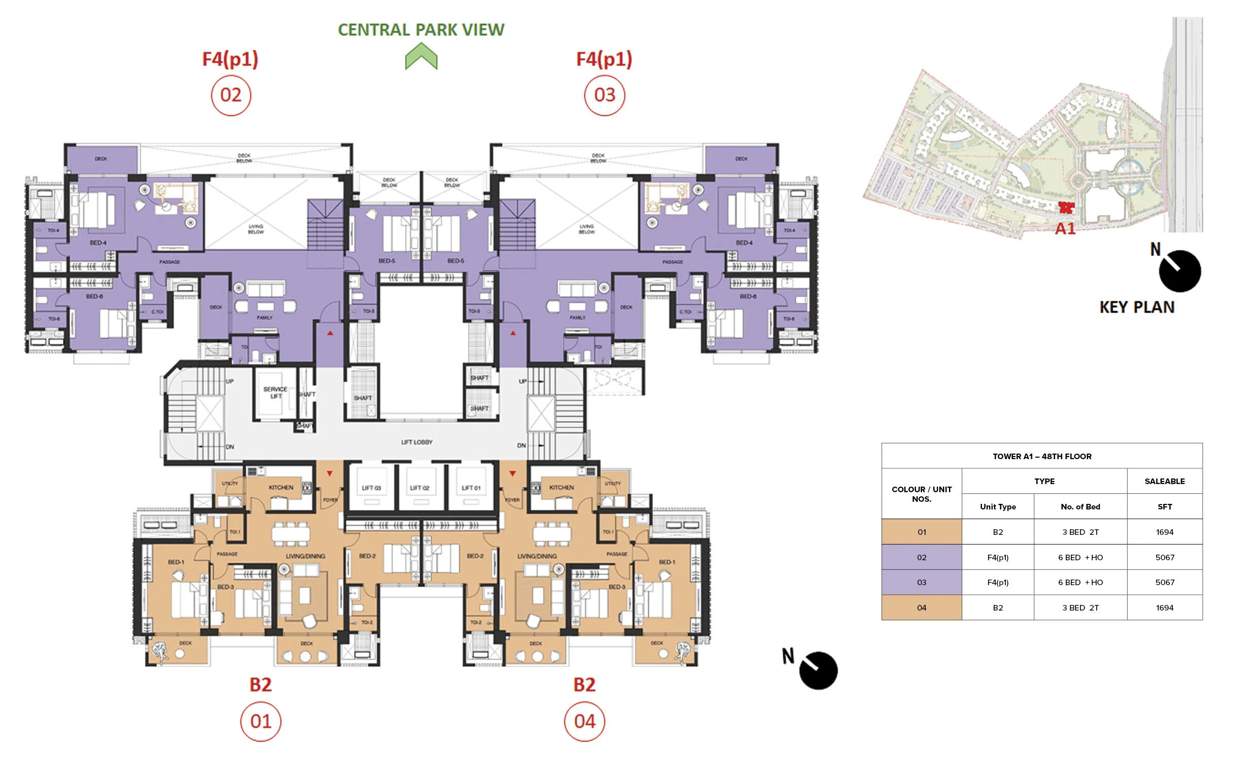 mulberry at the prestige city Aspen Block 1 A1 Cluster Plan For 48th Floor