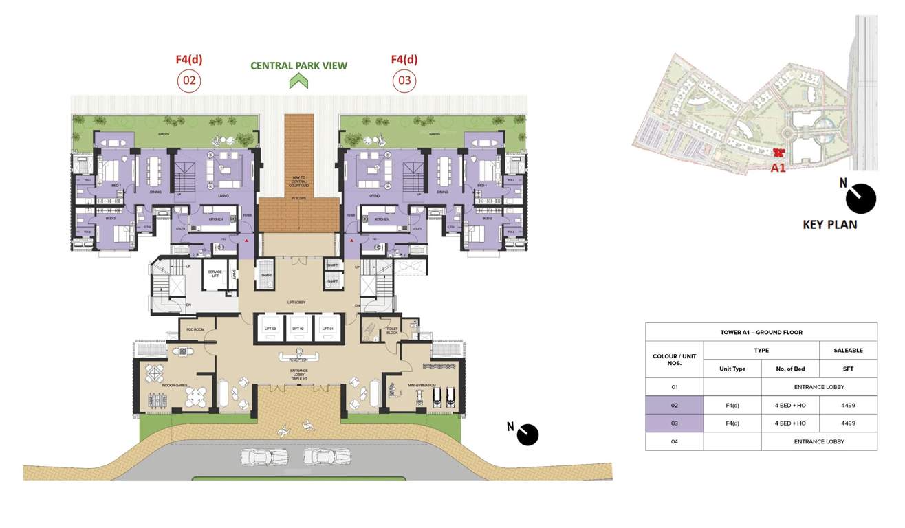 mulberry at the prestige city Aspen Block 1 A1 Cluster Plan For Ground Floor