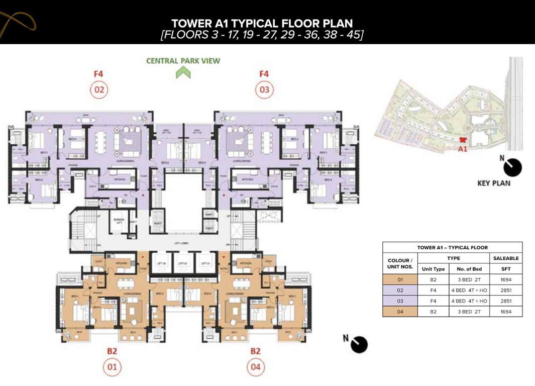 mulberry at the prestige city Aspen Block 1 A1 Cluster Plan from S 3 17, 19 27, 29 36, 38 45