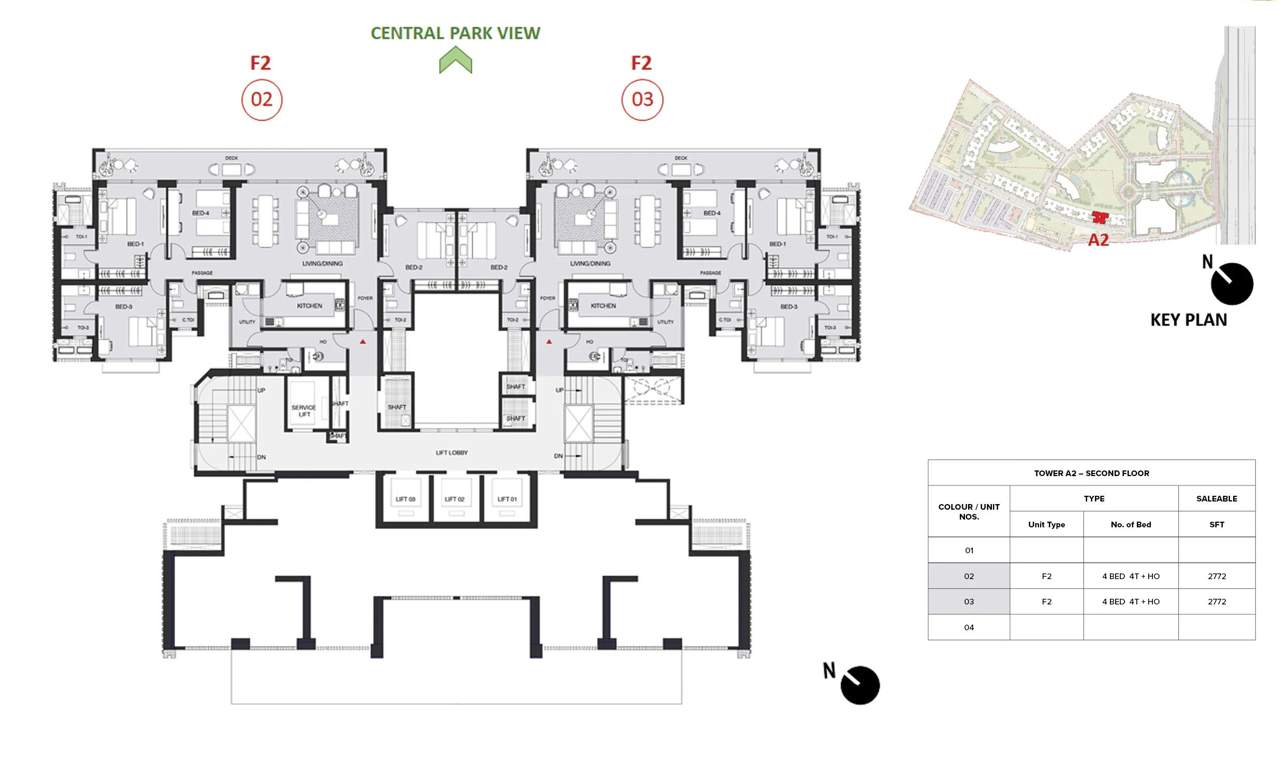 mulberry at the prestige city Aspen Block 1 A2 Cluster Plan For 2nd Floor