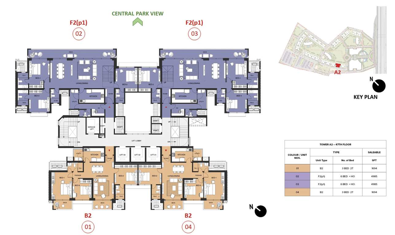 mulberry at the prestige city Aspen Block 1 A2 Cluster Plan For 47th Floor