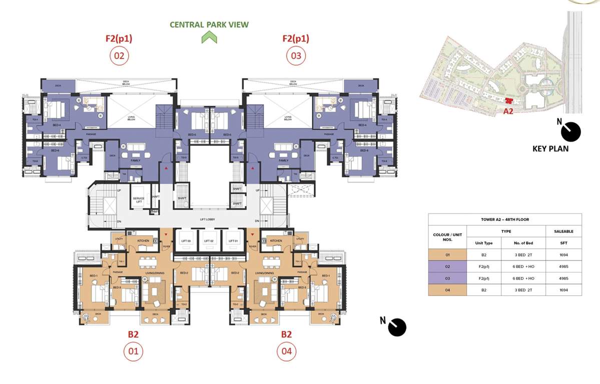 mulberry at the prestige city Aspen Block 1 A2 Cluster Plan For 48th Floor