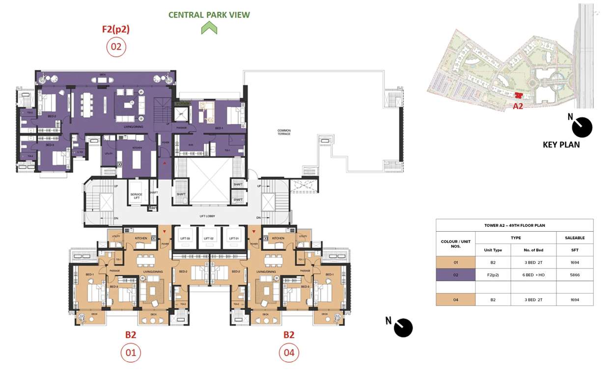 mulberry at the prestige city Aspen Block 1 A2 Cluster Plan For 49th Floor