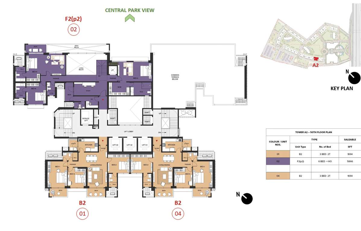 mulberry at the prestige city Aspen Block 1 A2 Cluster Plan For 50th Floor