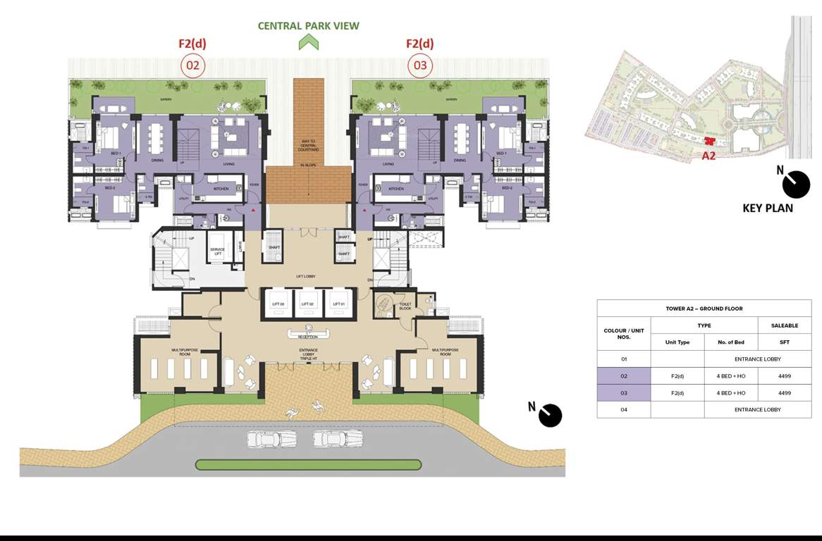 mulberry at the prestige city Aspen Block 1 A2 Cluster Plan For Ground Floor