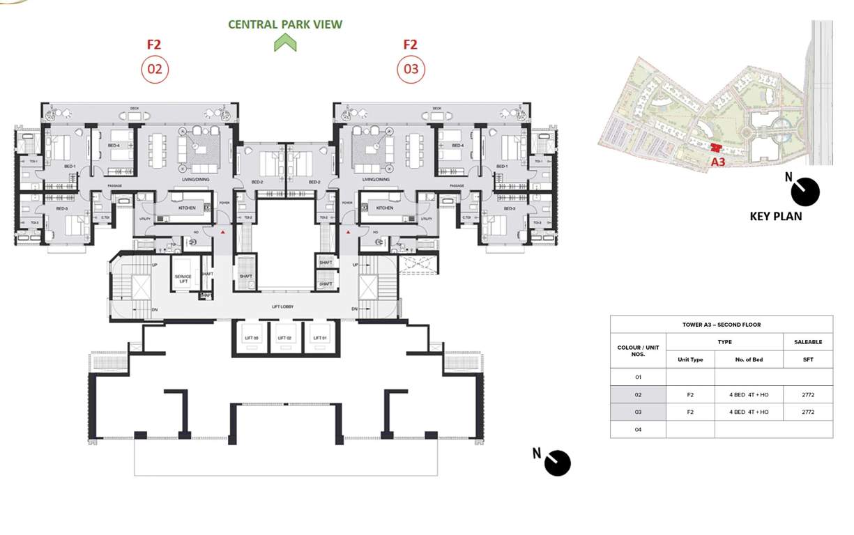 mulberry at the prestige city Aspen Block 1 A3 Cluster Plan For 2nd Floor