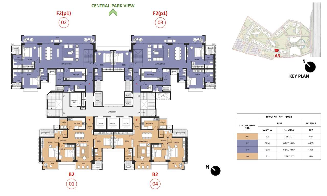 mulberry at the prestige city Aspen Block 1 A3 Cluster Plan For 47th Floor