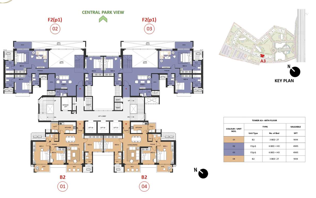 mulberry at the prestige city Aspen Block 1 A3 Cluster Plan For 48th Floor