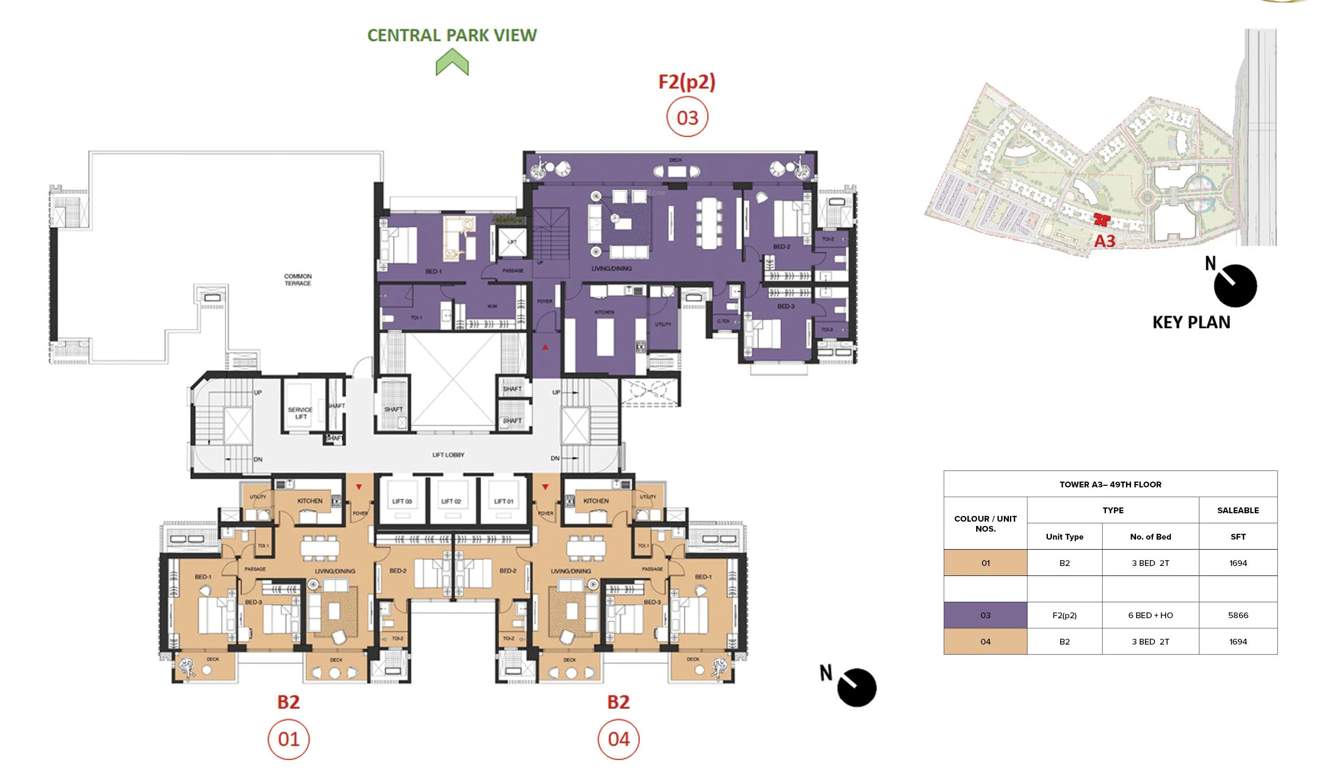 mulberry at the prestige city Aspen Block 1 A3 Cluster Plan For 49th Floor