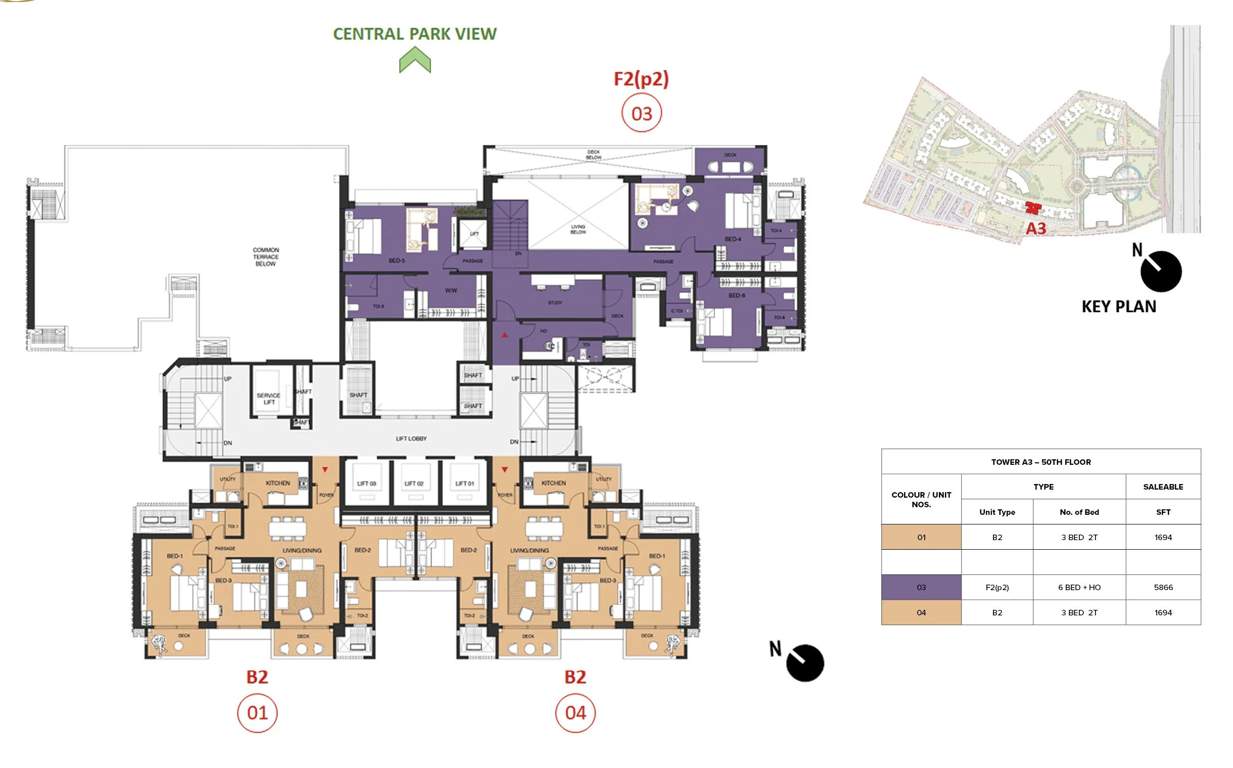 mulberry at the prestige city Aspen Block 1 A3 Cluster Plan For 50th Floor