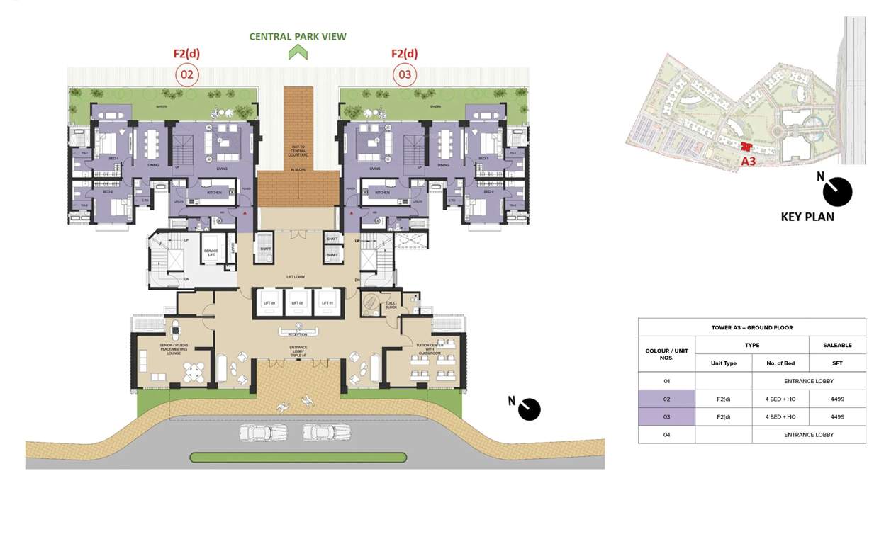 mulberry at the prestige city Aspen Block 1 A3 Cluster Plan For Ground Floor