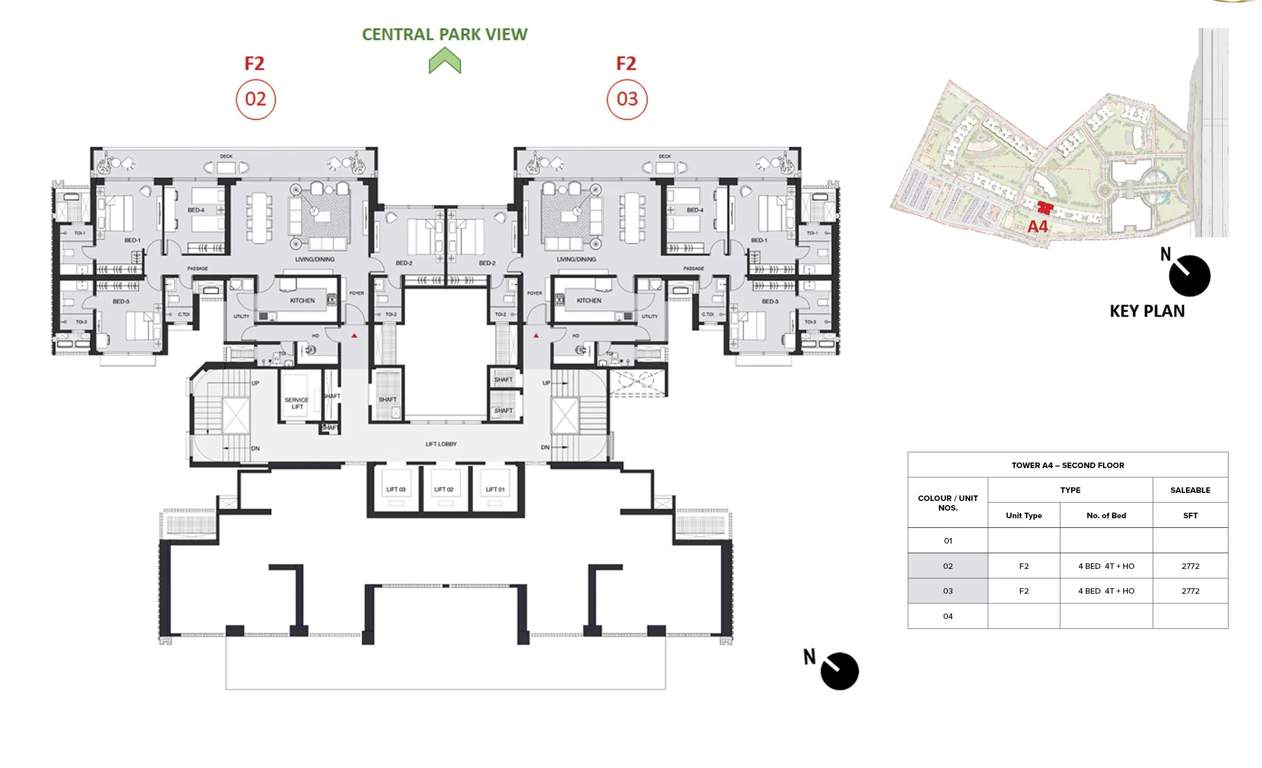 mulberry at the prestige city Aspen Block 1 A4 Cluster Plan For 2nd Floor