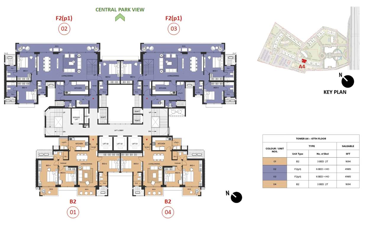 mulberry at the prestige city Aspen Block 1 A4 Cluster Plan For 47th Floor