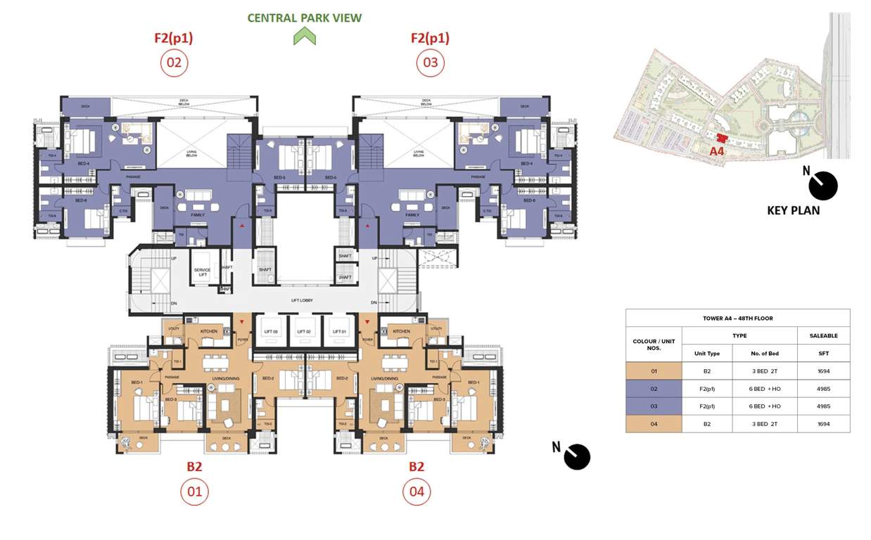 mulberry at the prestige city Aspen Block 1 A4 Cluster Plan For 48th Floor