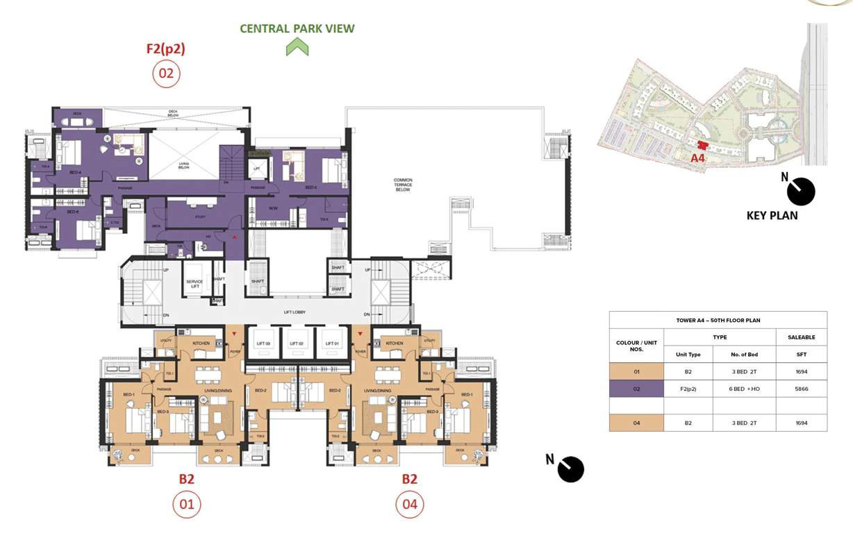 mulberry at the prestige city Aspen Block 1 A4 Cluster Plan For 50th Floor