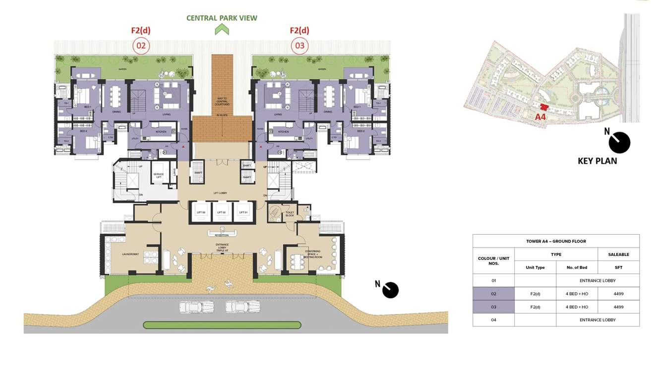 mulberry at the prestige city Aspen Block 1 A4 Cluster Plan For Ground Floor