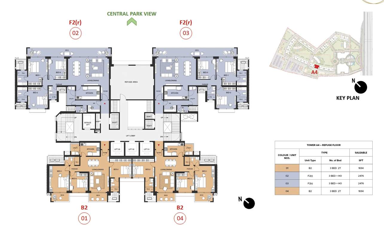 mulberry at the prestige city Aspen Block 1 A4 Refuge Cluster Plan For 18th, 28th, 37th & 46th Floor
