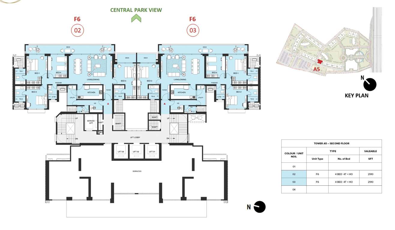 mulberry at the prestige city Aspen Block 1 A5 Cluster Plan For 2nd Floor