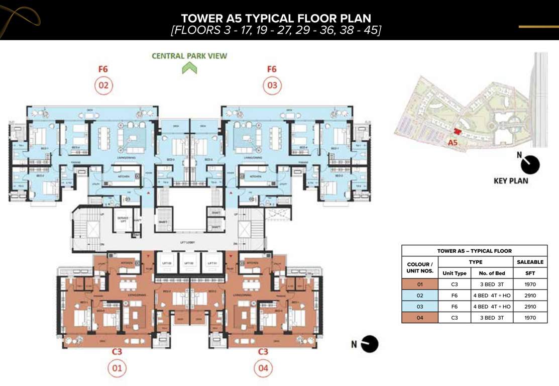 mulberry at the prestige city Aspen Block 1 A5 Cluster Plan For 3 17, 19 27, 29 36, 38 45