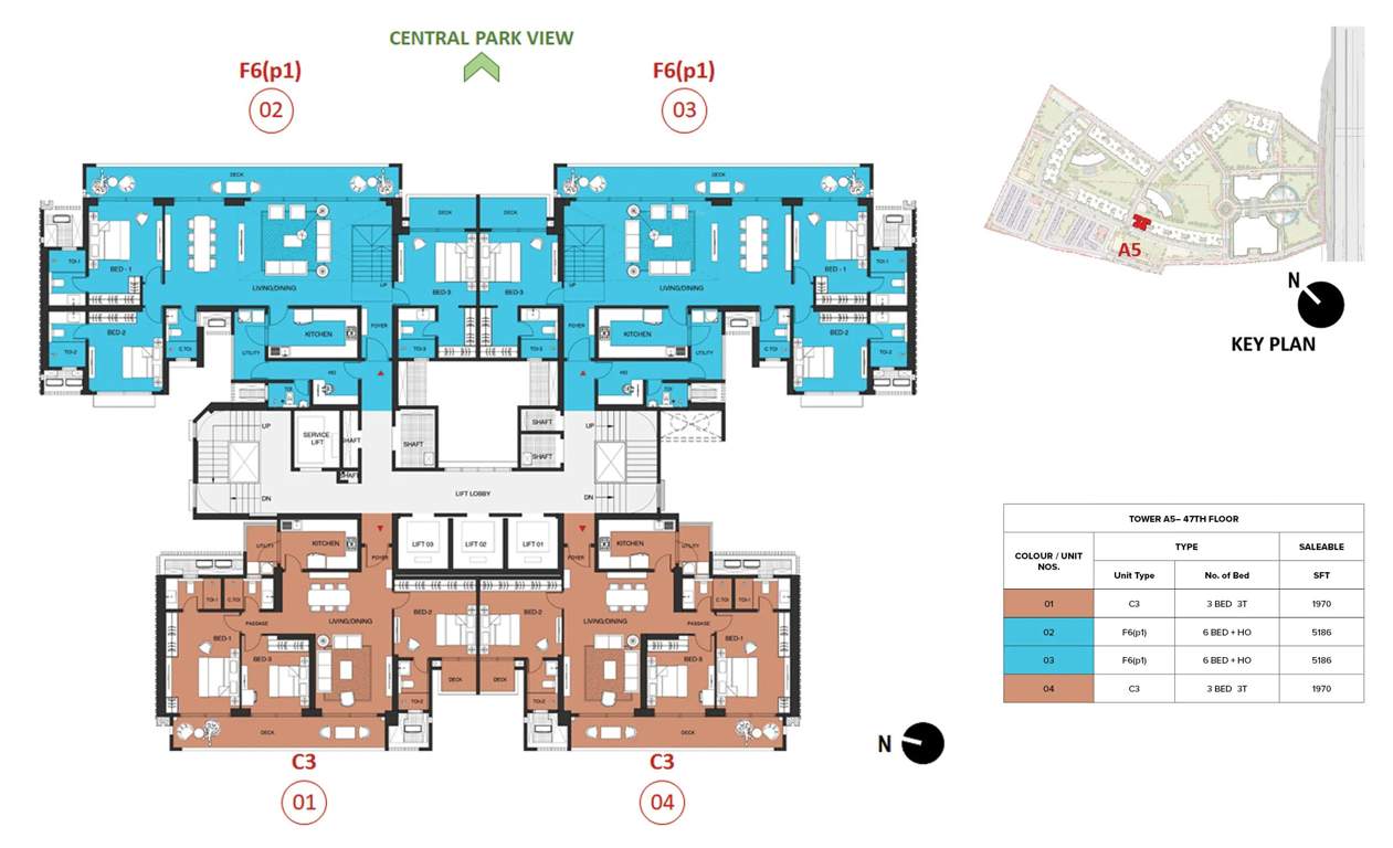 mulberry at the prestige city Aspen Block 1 A5 Cluster Plan For 47th Floor