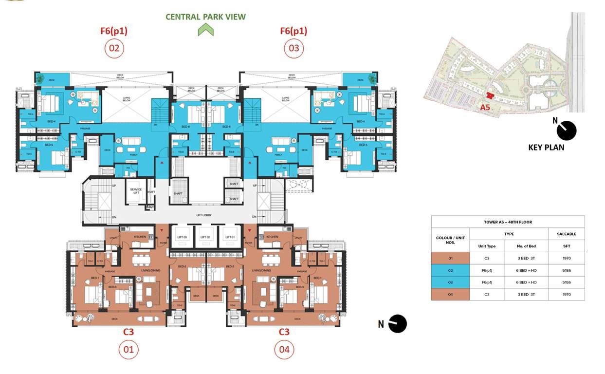 mulberry at the prestige city Aspen Block 1 A5 Cluster Plan For 48th Floor