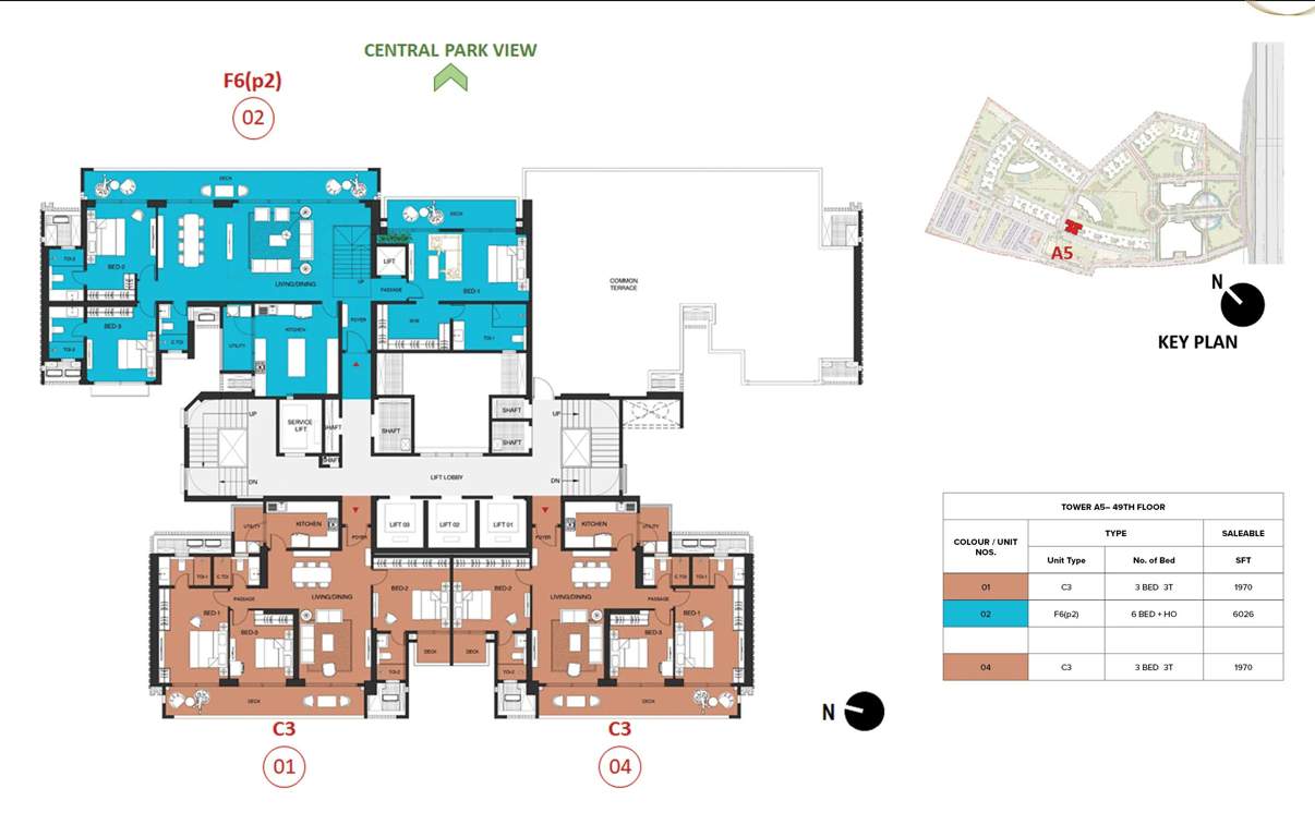 mulberry at the prestige city Aspen Block 1 A5 Cluster Plan For 49th Floor