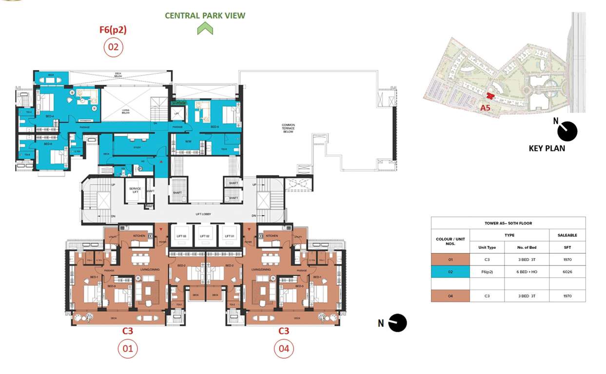mulberry at the prestige city Aspen Block 1 A5 Cluster Plan For 50th Floor