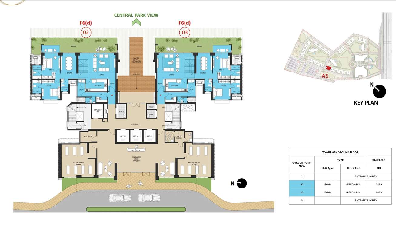 mulberry at the prestige city Aspen Block 1 A5 Cluster Plan For Ground Floor