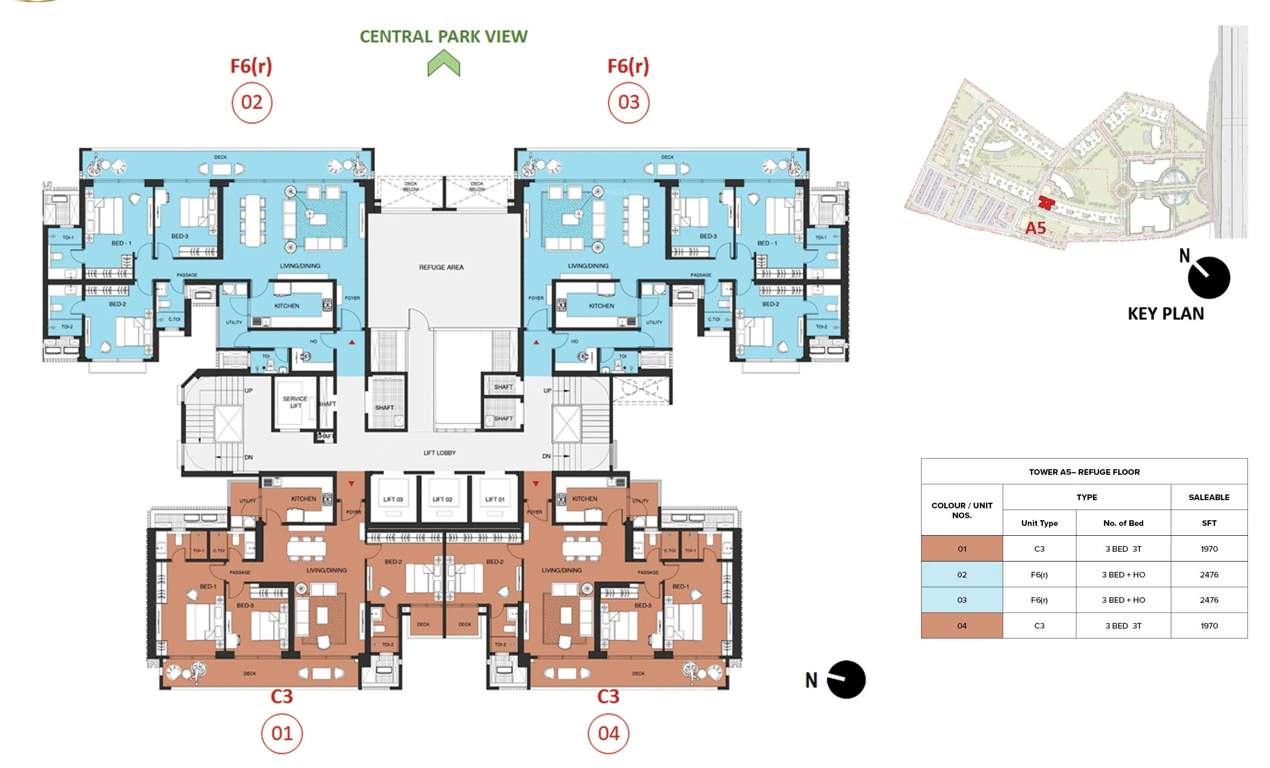 mulberry at the prestige city Aspen Block 1 A5 Refuge Cluster Plan For 18th, 28th, 37th & 46th Floor