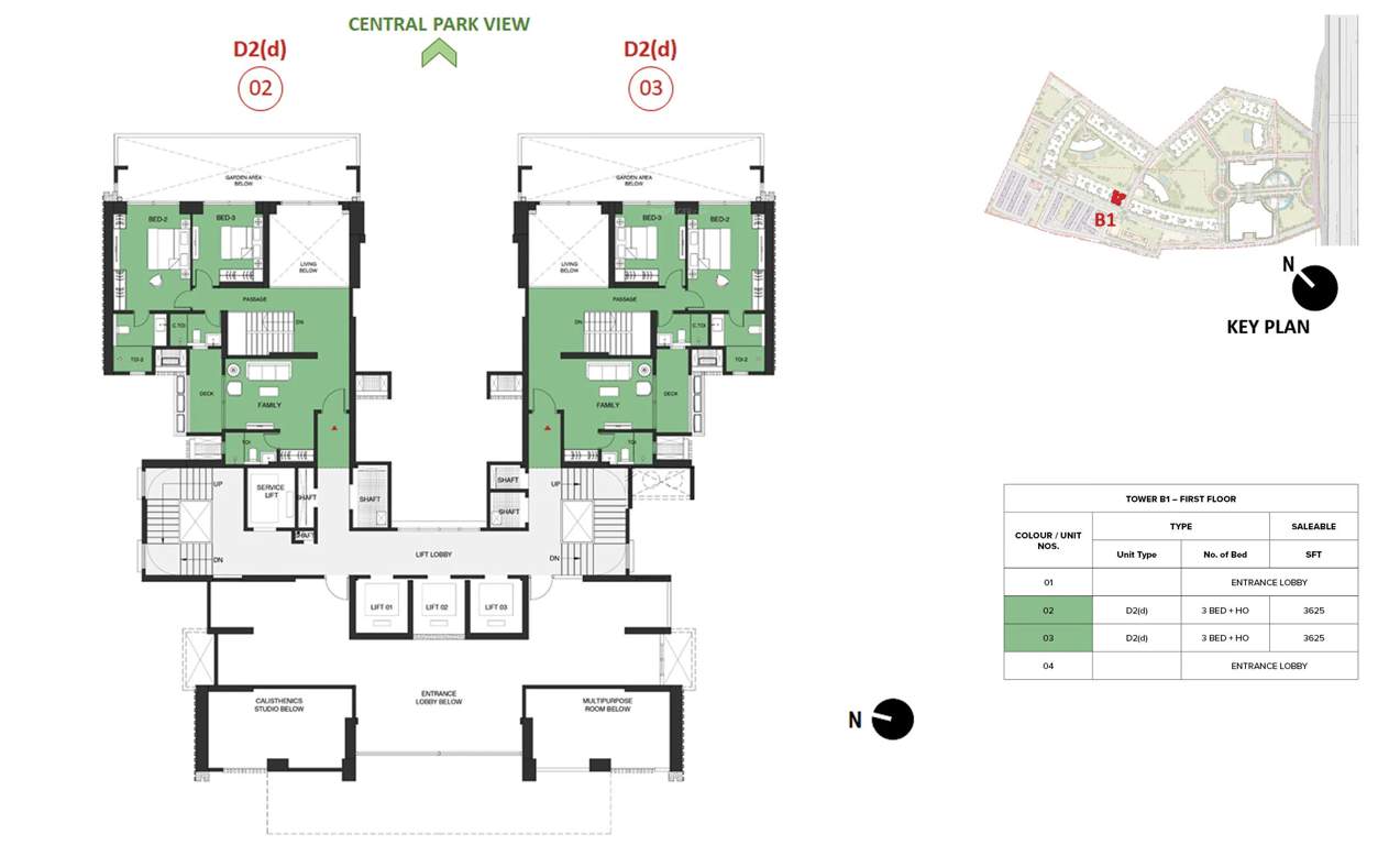 mulberry at the prestige city Birch Block 2 B1 Cluster Plan For 1st Floor