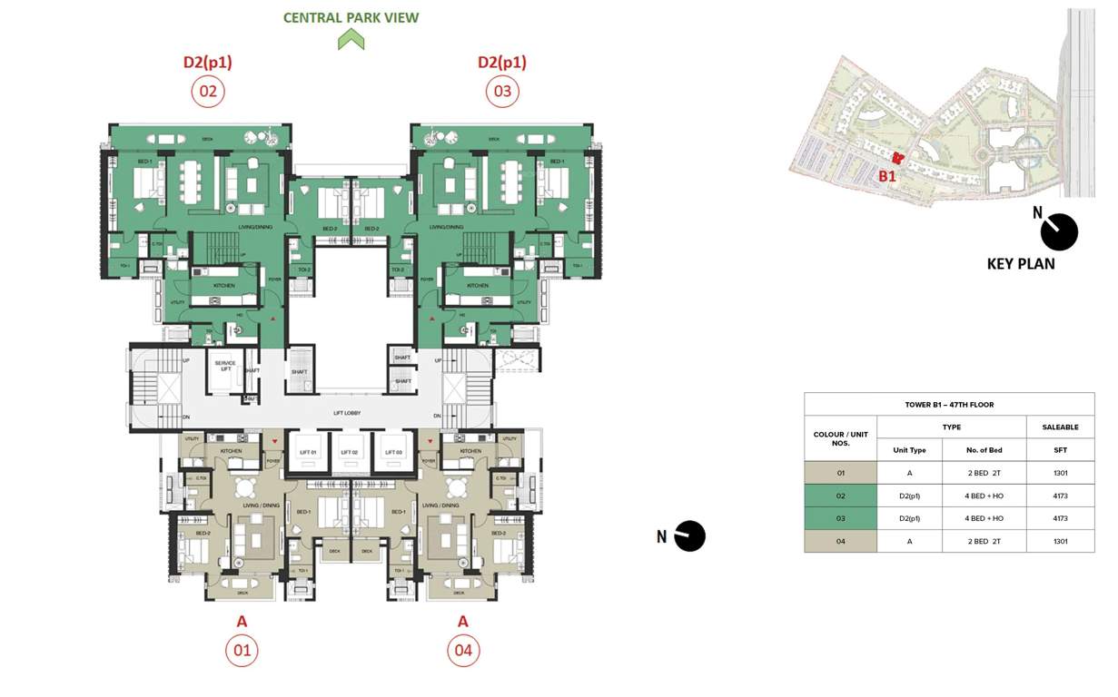 mulberry at the prestige city Birch Block 2 B1 Cluster Plan For 47th Floor